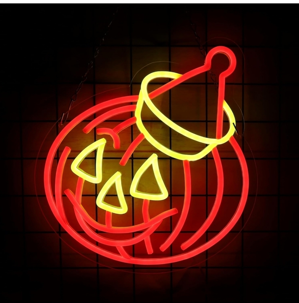 LED Yellow & Orange Pumpkin Neon Light Sign